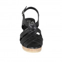 Sandalo da donna in pelle nera con plateau e zeppa 7 - Misure disponibili: 42, 43