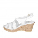 Sandale pour femmes en cuir blanc avec plateforme talon compensé 7 - Pointures disponibles:  42, 43, 45