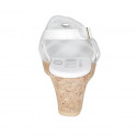 Sandale pour femmes en cuir blanc avec plateforme talon compensé 7 - Pointures disponibles:  42, 43