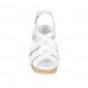 Sandale pour femmes en cuir blanc avec plateforme talon compensé 7 - Pointures disponibles:  42, 43