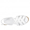 Sandale pour femmes en cuir blanc avec plateforme talon compensé 7 - Pointures disponibles:  42, 43