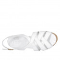 Woman's sandal in white leather with platform and wedge heel 7 - Available sizes:  42, 43, 45