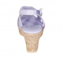 Sandalia para mujer en piel lila con plataforma y cuña 7 - Tallas disponibles:  42, 43