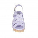 Sandale pour femmes en cuir lilas avec plateforme talon compensé 7 - Pointures disponibles:  42, 43