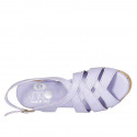 Woman's sandal in lilac leather with platform and wedge heel 7 - Available sizes:  42, 43