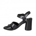 Sandale pour femmes en cuir noir avec courroie à la cheville talon 7 - Pointures disponibles:  32, 33, 34, 42, 44, 45