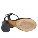 Sandale pour femmes en cuir noir avec courroie à la cheville talon 7 - Pointures disponibles:  32, 33, 34, 42, 44, 45