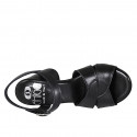Sandale pour femmes en cuir noir avec courroie à la cheville talon 7 - Pointures disponibles:  32, 33, 42