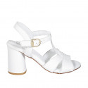 Sandale pour femmes avec courroie à T en cuir blanc talon 7 - Pointures disponibles:  32, 42