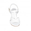 Woman's T-strap sandal in white leather heel 7 - Available sizes:  32, 42