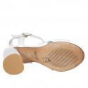 Woman's T-strap sandal in white leather heel 7 - Available sizes:  32, 42