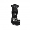 Chaussure ouverte pour femmes avec courroie et chaîne en cuir noir talon 3 - Pointures disponibles:  33, 34, 43