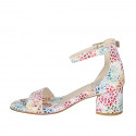 Woman's open shoe with strap in multicolor printed suede heel 5 - Available sizes:  43