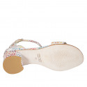 Woman's open shoe with strap in multicolor printed suede heel 5 - Available sizes:  43