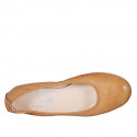Woman's ballerina in tan brown leather heel 2 - Available sizes:  44