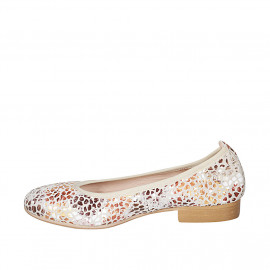 Woman's ballerina shoe in beige multicolored printed suede heel 2 - Available sizes:  32 2