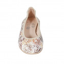 Woman's ballerina shoe in beige multicolored printed suede heel 2 - Available sizes:  32, 44