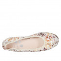 Woman's ballerina shoe in beige multicolored printed suede heel 2 - Available sizes:  32, 44