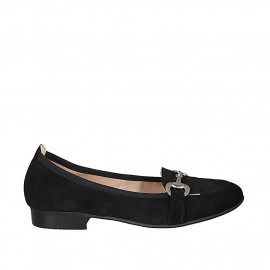 Mocassin pour femmes en daim noir avec accesoire talon 2 - Pointures disponibles:  32