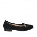 Mocassin pour femmes en daim noir avec accesoire talon 2 - Pointures disponibles:  32