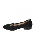 Woman's mocassin in black suede with accessory heel 2 - Available sizes:  32, 43, 45