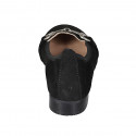 Mocasino para mujer en gamuza negra con accesorio tacon 2 - Tallas disponibles:  32, 43, 45
