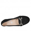 Woman's mocassin in black suede with accessory heel 2 - Available sizes:  32, 43, 45