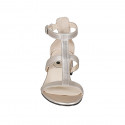 Chaussure ouverte pour femmes avec courroie en cuir lamé platine talon 3 - Pointures disponibles:  33, 42