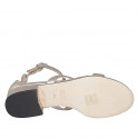 Chaussure ouverte pour femmes avec courroie en cuir lamé platine talon 3 - Pointures disponibles:  33, 42