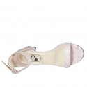 Zapato abierto con cinturon para mujer en charol estampado lila tacon 4 - Tallas disponibles:  32, 33, 34, 42, 43, 44, 45, 46