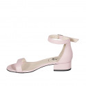 Woman's open shoe with ankle strap in rose leather heel 3 - Available sizes:  33, 34, 43, 46
