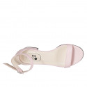 Woman's open shoe with ankle strap in rose leather heel 3 - Available sizes:  33, 34, 43, 46