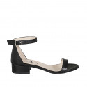 Zapato abierto para mujer con cinturon al tobillo en piel negra tacon 3 - Tallas disponibles:  32, 33