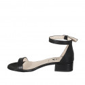 Zapato abierto para mujer con cinturon al tobillo en piel negra tacon 3 - Tallas disponibles:  32, 33