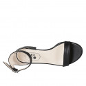 Woman's open shoe with ankle strap in black leather heel 3 - Available sizes:  32, 33