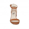 Zapato abierto con cinturon para mujer en piel cognac tacon 3 - Tallas disponibles:  32, 33, 34, 42, 43, 44, 45