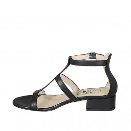 Scarpa aperta da donna con cinturino in pelle nera tacco 3 - Misure disponibili: 32 2