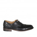 Zapato Oxford con cordones y puntera para hombre en piel de color negro - Tallas disponibles:  38, 47, 49, 50