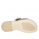 Woman's mules with rhinestones and buckles in platinum laminated printed patent leather heel 1 - Available sizes:  33, 42, 44