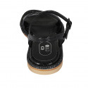 Sandalo da donna in vernice stampata nera con cinturino tacco 1 - Misure disponibili: 33, 34, 42, 44, 45