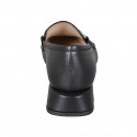Mocasin pour femmes en cuir noir avec accessoire talon 3 - Pointures disponibles:  45