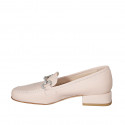 Woman's loafer in nude leather with accessory heel 3 - Available sizes:  42, 44, 45