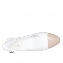 Zapato destalonado para mujer en piel blanca y nude tacon 6 - Tallas disponibles:  42, 44
