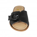 Woman's mules in black leather with buckle heel 1 - Available sizes:  42, 43, 44