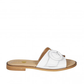 Sabo para mujer en piel blanca con hebilla tacon 1 - Tallas disponibles: 42