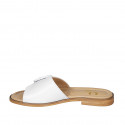 Woman's mules in white leather with buckle heel 1 - Available sizes:  42, 44