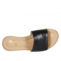 Woman's mules in black leather wedge heel 7 - Available sizes:  42