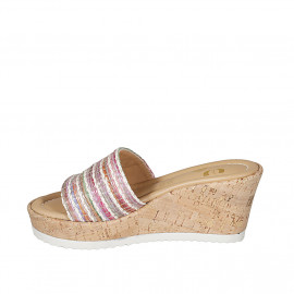 Sabot da donna in rafia multicolore zeppa 7 - Misure disponibili: 43 2
