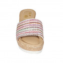Woman's mules in multicolored raffia wedge heel 7 - Available sizes:  43