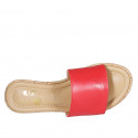 Woman's mules in red leather wedge heel 7 - Available sizes:  42, 43